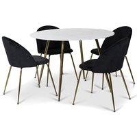 Art matgrupp: Runt bord marmor/Mässing + 4 st Art stolar svart sammet / mässing Art matgrupp: Runt bord marmor/Mässing + 4 st Art stolar svart sammet / mässing