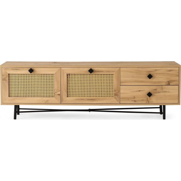 Banc multimédia Happy 180 cm - Chêne/noir Banc multimédia Happy 180 cm - Chêne/noir