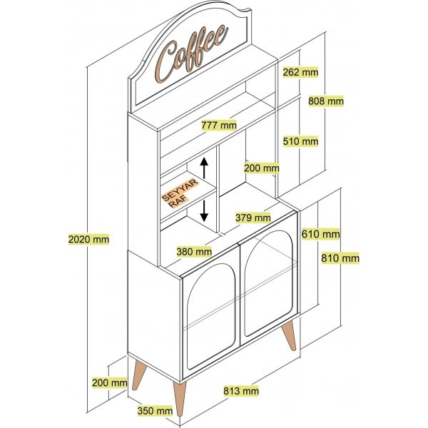 Lyon kksskp 80 cm - Cream/valnt