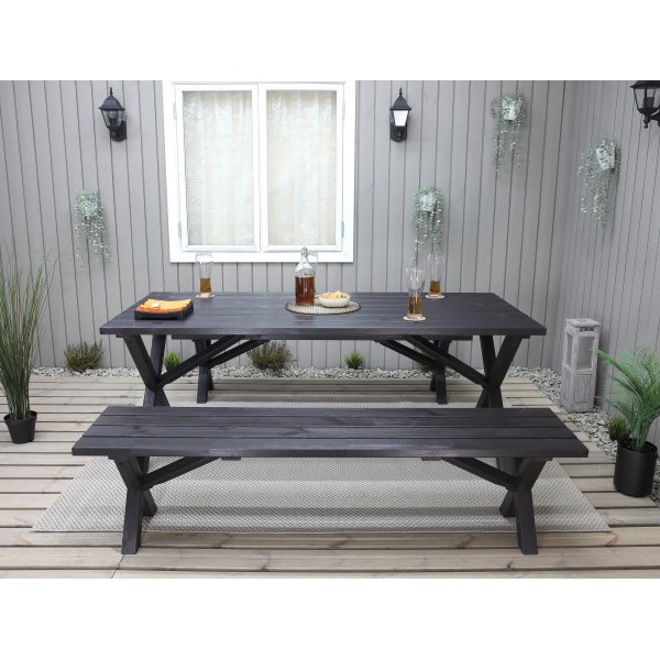 Table de groupe d'extrieur Scottsdale 190 cm avec 2 bancs - Noir