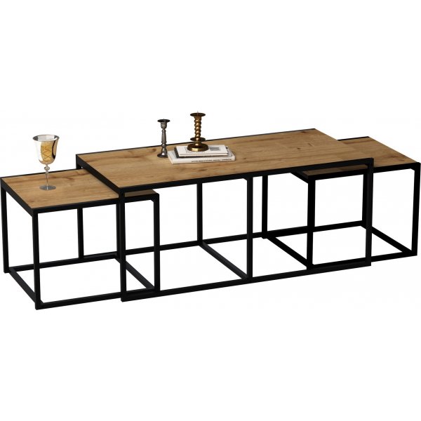 Table basse gante 120 x 60 cm - Chne/noir