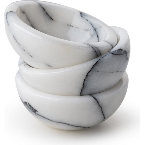 Skålar i vit marmor från Sicilien 3 delar Skålar i vit marmor från Sicilien 3 delar