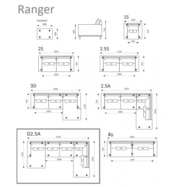 Ranger U-soffa med öppet avslut höger - Cognac (Läderutseende) / EK Ranger U-soffa med öppet avslut höger - Cognac (Läderutseende) / EK