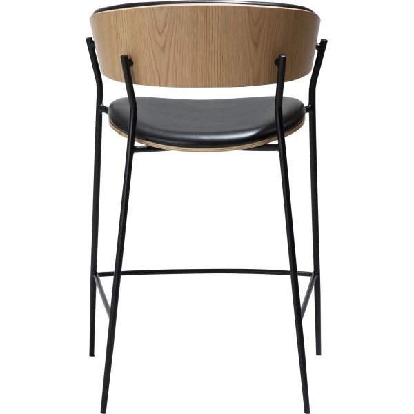 Chaise de comptoir pour lit bébé - PU noir/placage chêne Chaise de comptoir pour lit bébé - PU noir/placage chêne