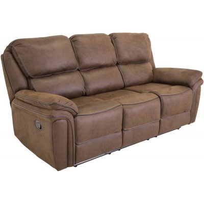 Riverdale 3-sits reclinersoffa i brunt mikrofiber + Möbelvårdskit för textilier