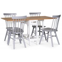 Fårö matgrupp; Fårö klaffbord med 4 st Orust grå pinnstolar Fårö matgrupp; Fårö klaffbord med 4 st Orust grå pinnstolar