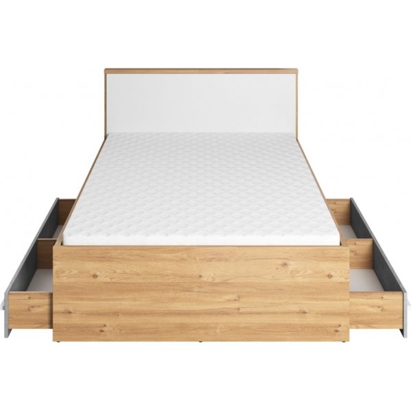 Plano bedframe 120 x 200 cm - Nash eiken/wit/grijs Plano bedframe 120 x 200 cm - Nash eiken/wit/grijs