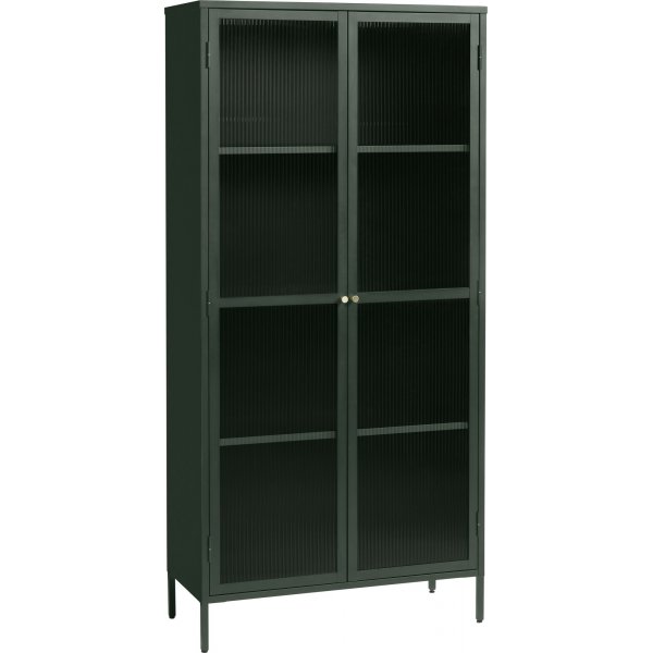 Meuble métal Dobb vert foncé avec portes vitrées H190 cm Meuble métal Dobb vert foncé avec portes vitrées H190 cm
