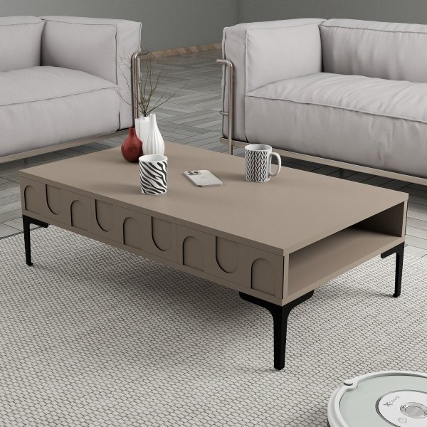 Table basse Lyon 105 x 60 cm - Marron/noir