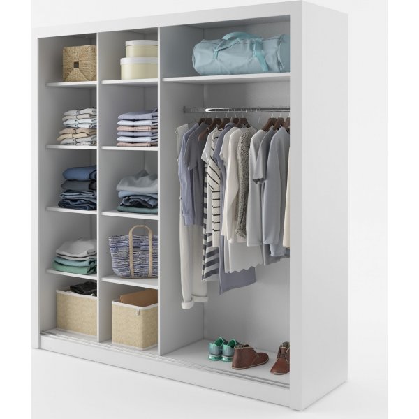 Einar nr 12 vit garderob med spegel och skjutdrrar 215x203 cm
