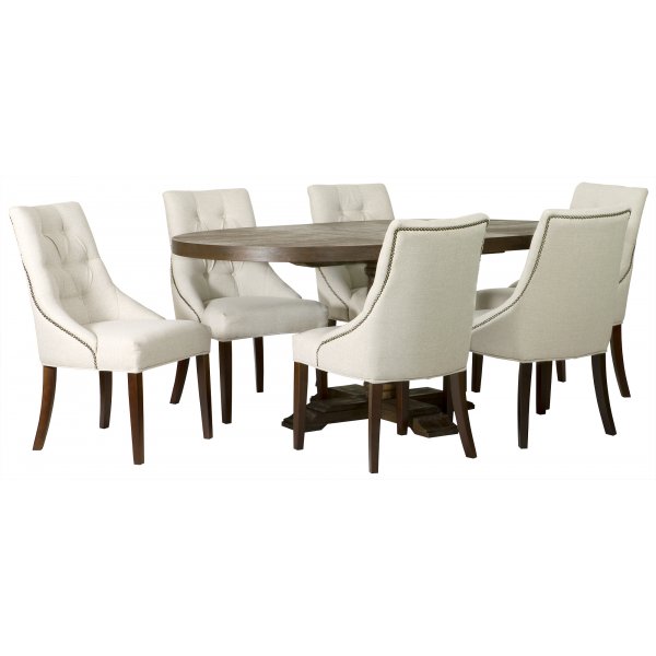 Matgrupp: Lamier matbord runt + 6 st Tuva Europa beige stolar Matgrupp: Lamier matbord runt + 6 st Tuva Europa beige stolar