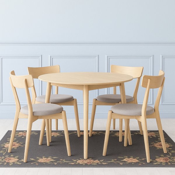 Chaise de salle à manger en chêne avec assise grise Chaise de salle à manger en chêne avec assise grise