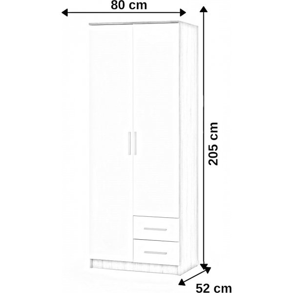 Armoire Abdel 2 avec intérieur - Blanc Armoire Abdel 2 avec intérieur - Blanc
