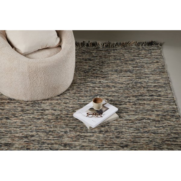 Tapis en laine tissé à plat Dante - Gris/noir Tapis en laine tissé à plat Dante - Gris/noir