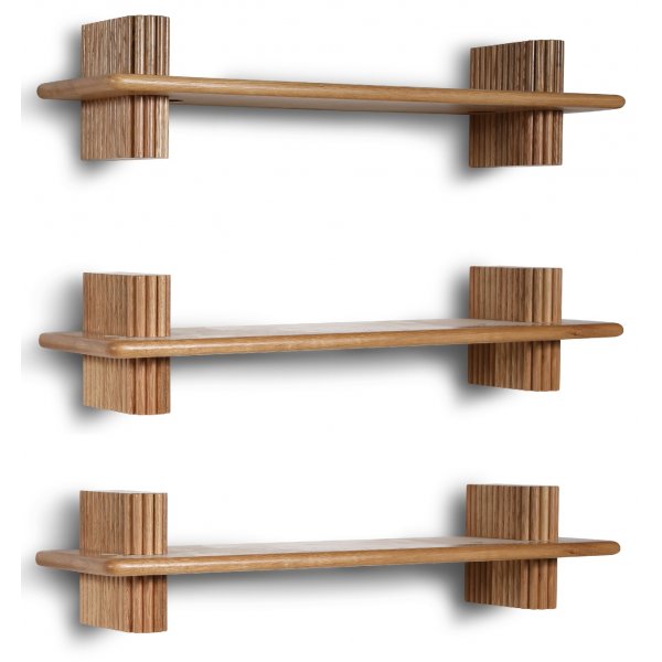 Posh byggbara vägghyllor x3 i ek + Möbeltassar Posh byggbara vägghyllor x3 i ek + Möbeltassar