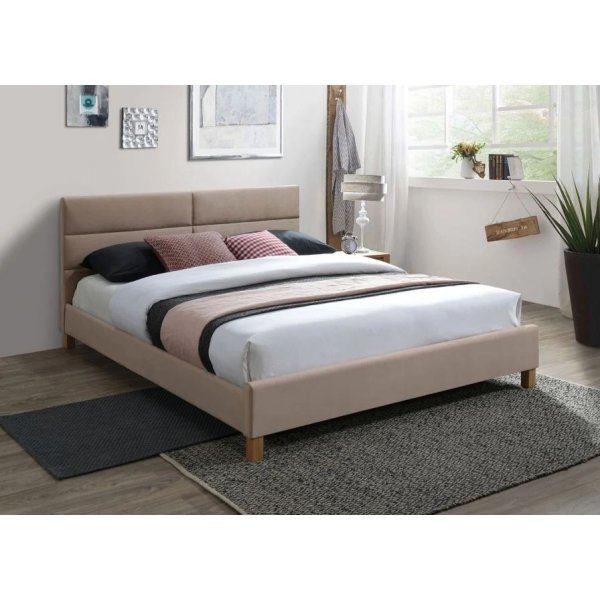 Sierra bedframe 160x200 cm - Beige fluweel