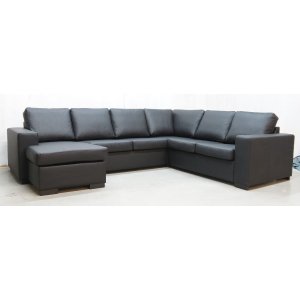 Solna XL U-soffa i bonded leather - Vnster + Mbelvrdskit fr textilier