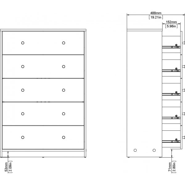 May vit byrå med 5 lådor May vit byrå med 5 lådor