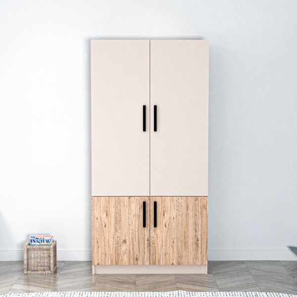 Armoire Newra - Pin/beige Armoire Newra - Pin/beige
