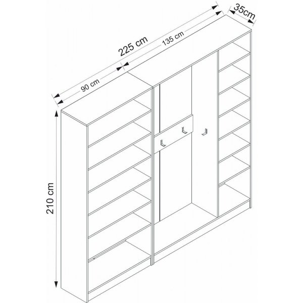 Meuble d\\\'entre Armadio 225 x 35 x 210 cm - Blanc