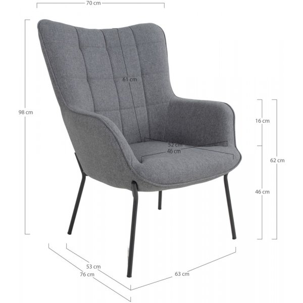 Glasgow F�t�lj - Gr�/svart