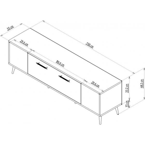 Detas TV-bnk - Vit/silver