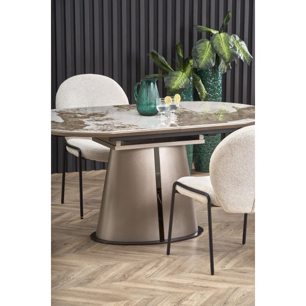 Robinson matbord 160-200 x 90 cm - Beige marmor/cappuccino/svart Robinson matbord 160-200 x 90 cm - Beige marmor/cappuccino/svart