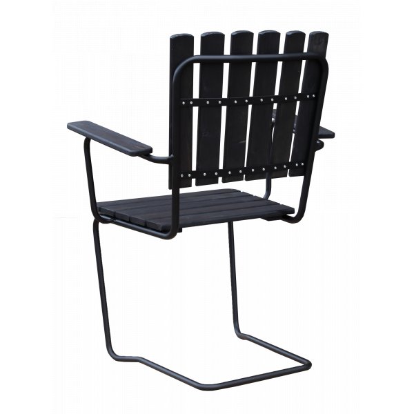 Utestol Vaxholm i fjderstl - Svart + Textilskydd fr utembler