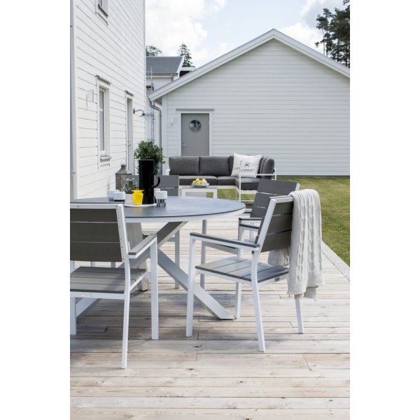 Copacabana matbord 140 cm - Gr/Vit