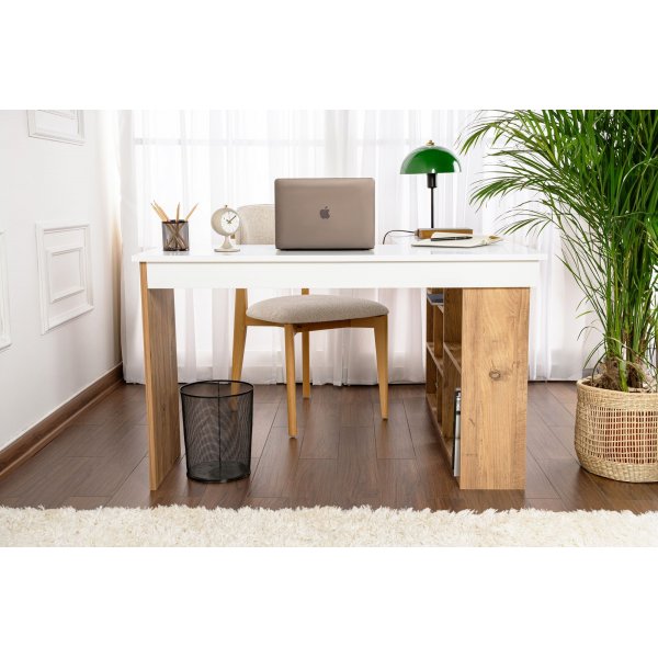 Vesper skrivbord 130 x 72 cm - Vit/furu