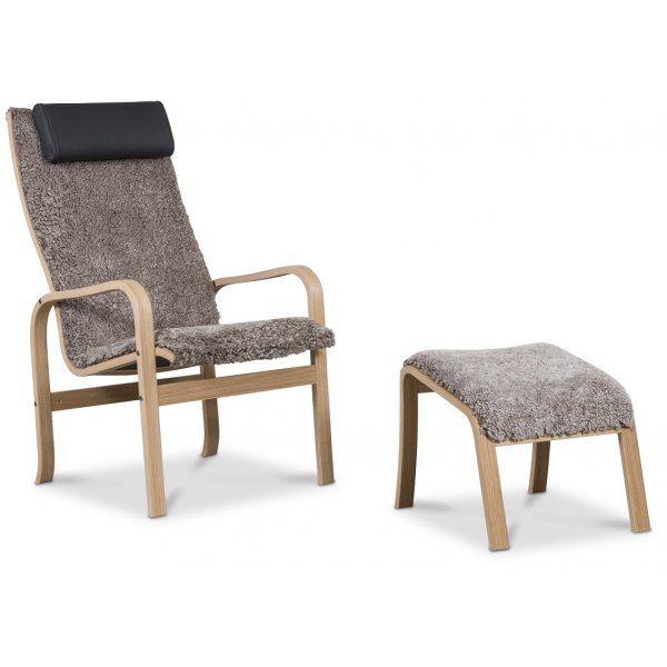 Frank fotpall i fårskinn scandinavian expresso - Oljad ek Frank fotpall i fårskinn scandinavian expresso - Oljad ek