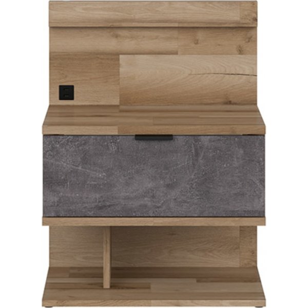 Arica nachtkastje rechts - Eiken/grijs