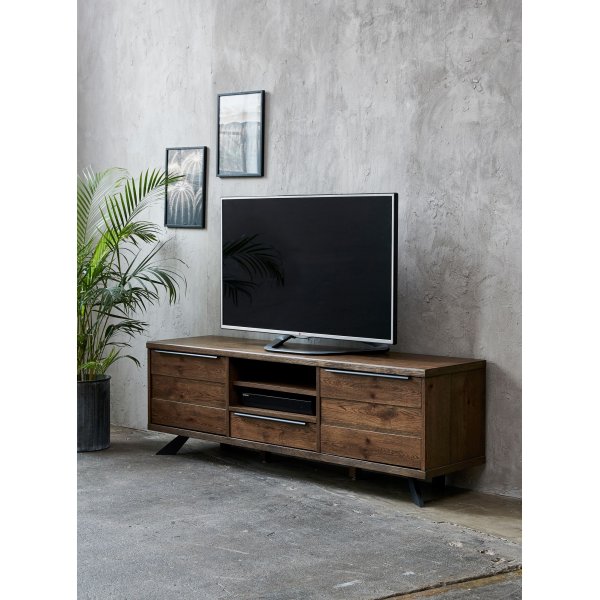 Banc TV Sky en chne fum 170 cm