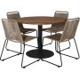 Cot utematgrupp med 4 st Lindos stolar - Beige/Svart/Natur