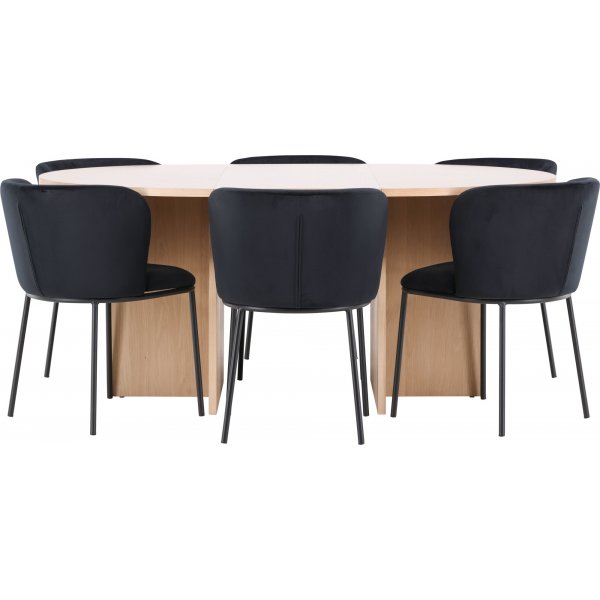 Matbord Strada med 6 st Edina stolar - Svart/whitewash Matbord Strada med 6 st Edina stolar - Svart/whitewash