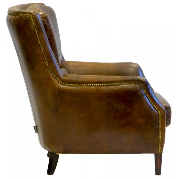 Baker fåtölj - Antikbrunt skinn Baker fåtölj - Antikbrunt skinn