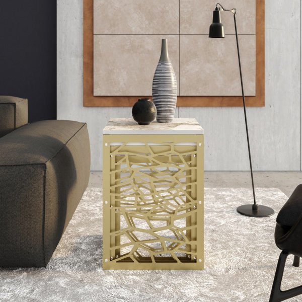 Hare satsbord 45,5 x 51 cm - Guld/vit