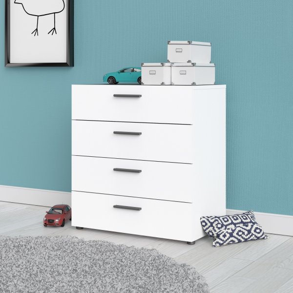 Pepe brede ladekast met 4 lades - Wit Pepe brede ladekast met 4 lades - Wit