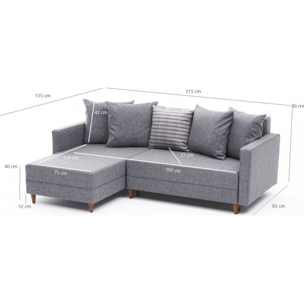 Aydam slaapbank links - Lichtgrijs