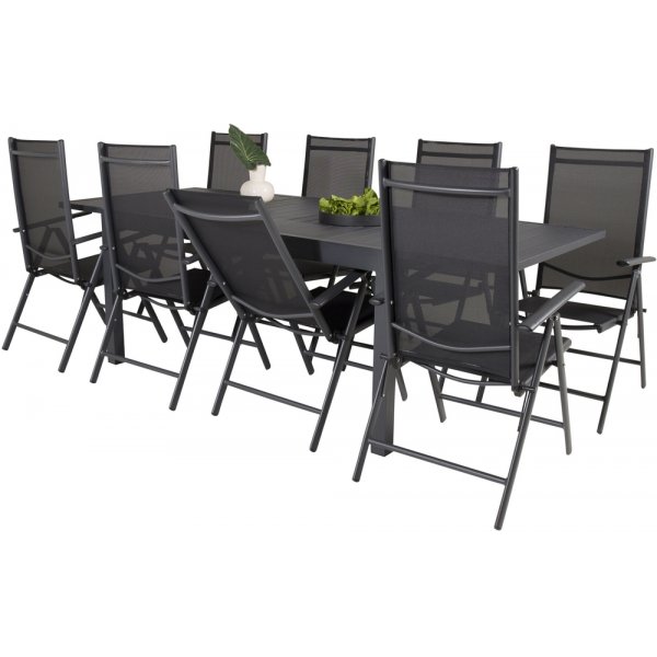 Marbella utematgrupp med 8 st Break stolar - Svart
