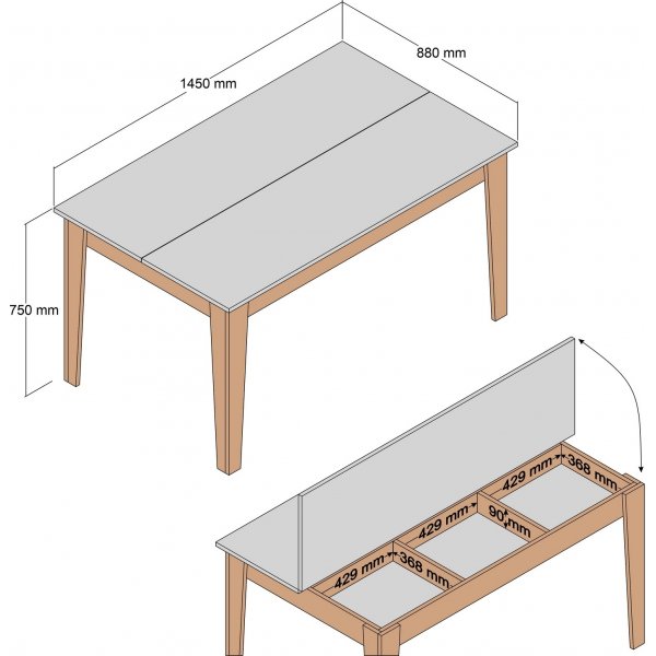 Table  manger Milan 145 x 88 cm - Blanc