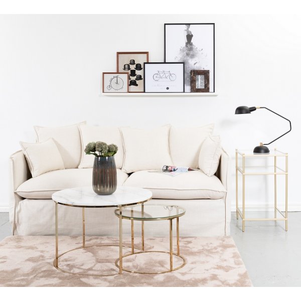 Tiffany satsbord Ø70/50 cm - Vit marmor / Mässing Tiffany satsbord Ø70/50 cm - Vit marmor / Mässing