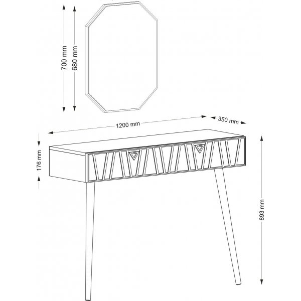 Forest avlastningsbord med spegel 120x 35 cm - Valnöt/mörkgrön Forest avlastningsbord med spegel 120x 35 cm - Valnöt/mörkgrön
