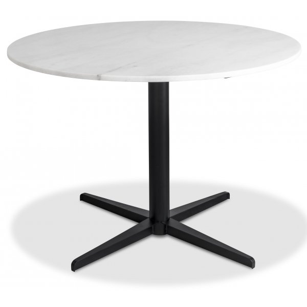 Accent matbord runt 110 cm - Vit marmor