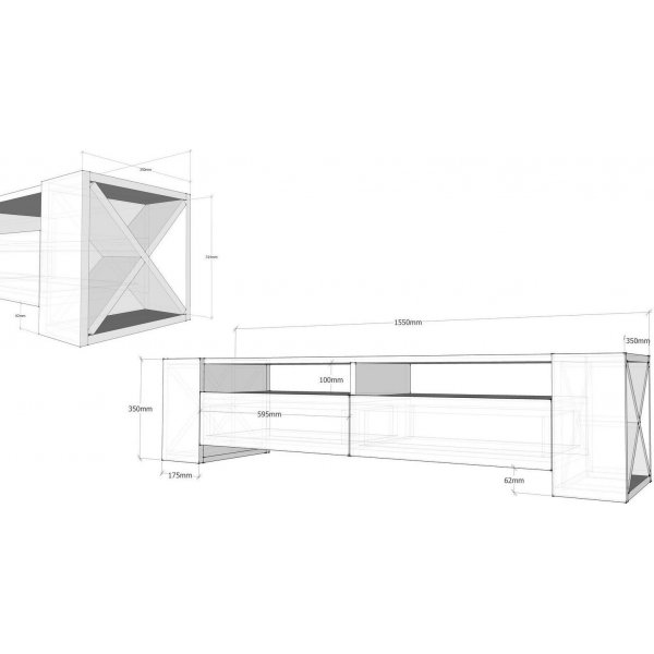 Banc multimédia Soduko - Noyer/blanc Banc multimédia Soduko - Noyer/blanc