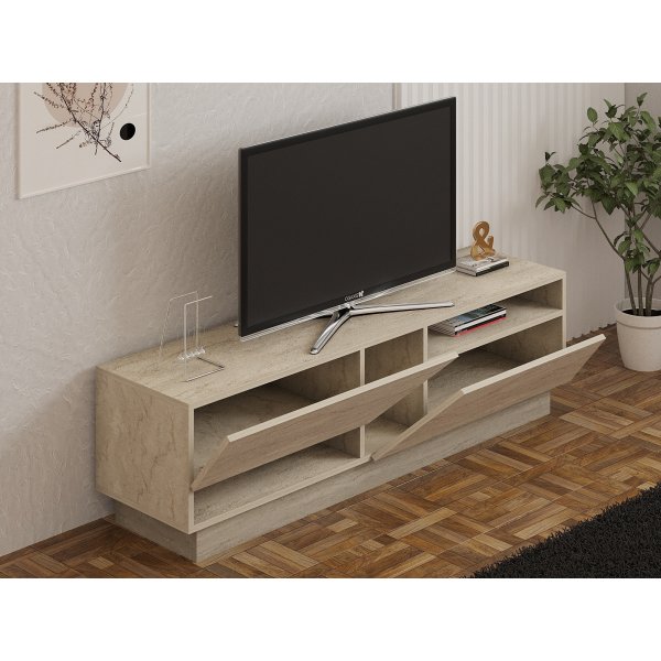 Meuble TV Koza - Travertin Meuble TV Koza - Travertin