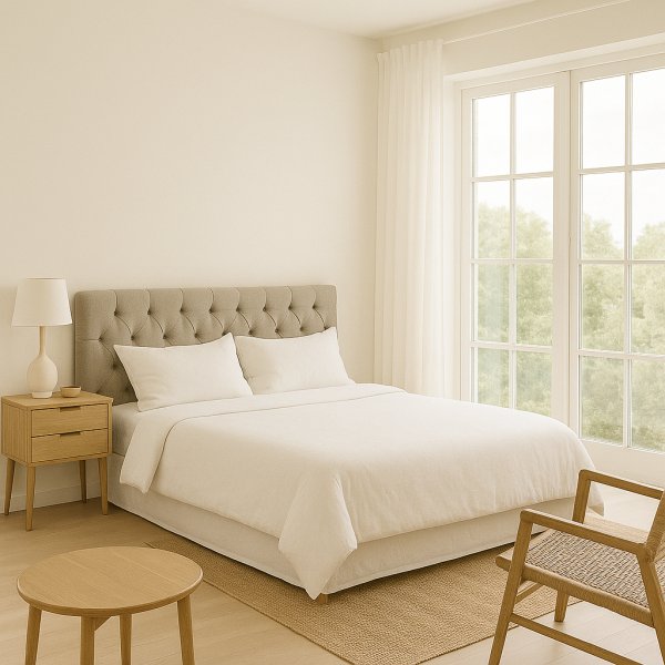 Linus sänggavel med knappar 160 cm - Gråbeige Linus sänggavel med knappar 160 cm - Gråbeige