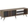 Rilla mediabank 150 cm - Antraciet/eiken