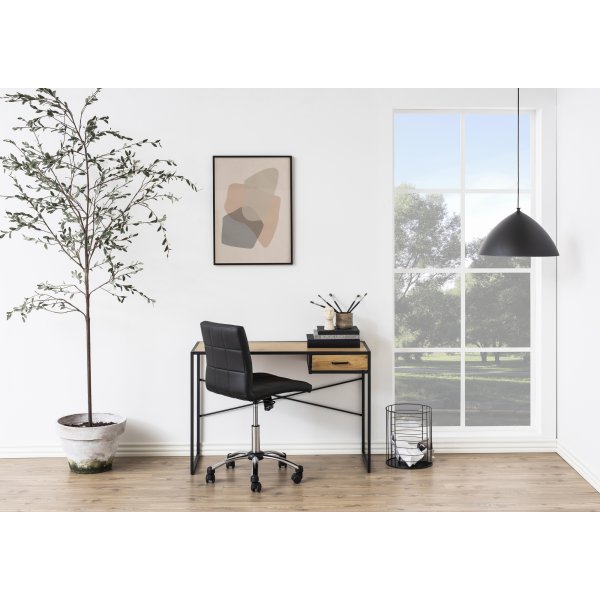 Seaford skrivbord med lda 110x45 cm - Ek/svart