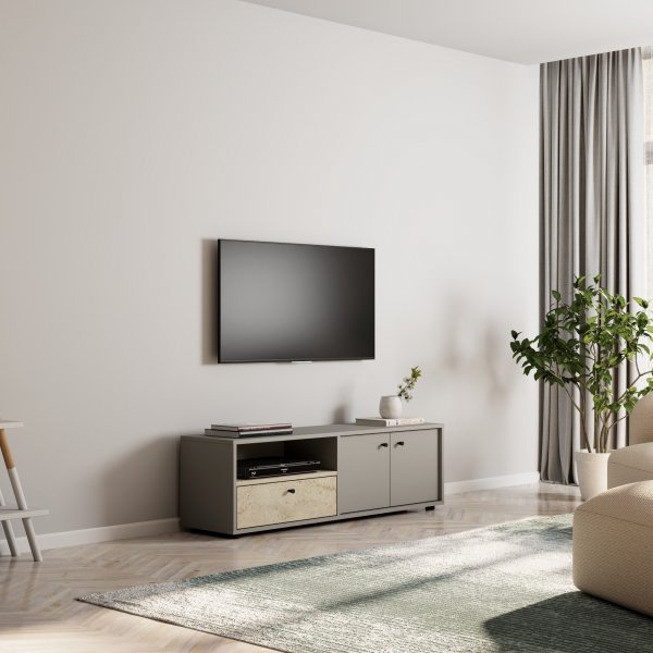 Pao TV-bänk - Grå/travertin Pao TV-bänk - Grå/travertin